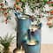 Glitzhome® 31.75" Turquoise 4-Tier Dandelion Texture Vase-Shaped Ceramic Outdoor Fountain with LED Light